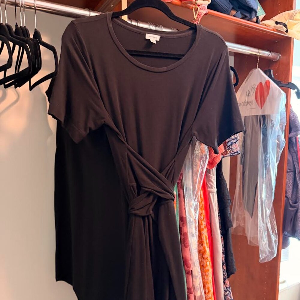 CUYANA Tie Wrap Dress Black Small S